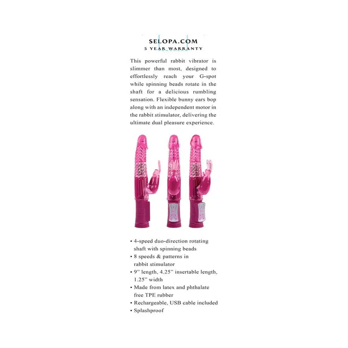 Selopa Vibrators Selopa Rehargeable Bunny Rechargeable Vibe