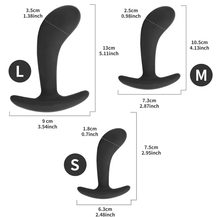 Romulus Anal Premium Silicone Black Butt Plug Anal Toy Set Waterproof Prostate GSpot Stimulator