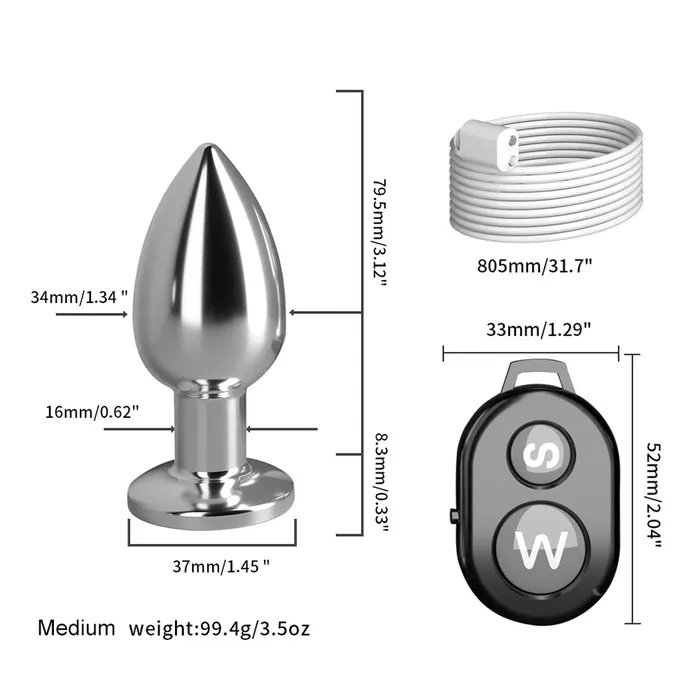 Anal Domlust Remote Control Metal Butt Plug Bullet Shape Vibrating Anal Plug Prostate Massager