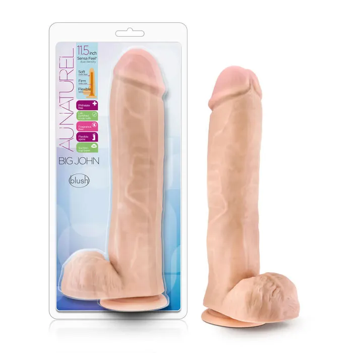 Blush Dildos Au Naturel Big John 115 Inch Sensa Feel Dual Density Dildo Vanilla
