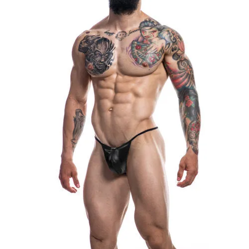 C4M GString Black Leatherette Small Cut 4 Men Mens Underwear C4M GString Black Leatherette Small Cut 4 Men Mens Underwear