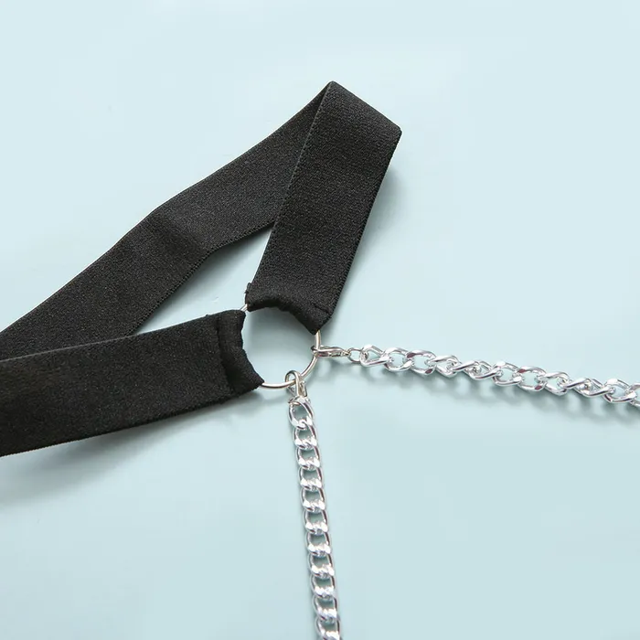 CJ Male Sex Toys Womens Metal Chain Collar Nightclub Bodysuit with Collar