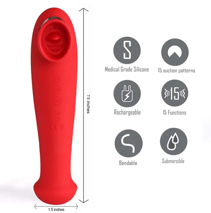 Destiny 15Function Rechargeable Vibrating Suction Wand Cherry Red Maia Toys Vibrators