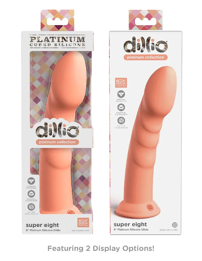 Pipedream Dillio Platinum Super Eight 8 Inch Dildo Peach Dildos