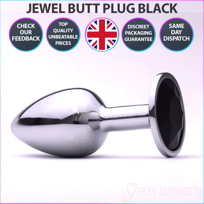 Sexy Emporium Jewelled Metal Beginner Butt Plug 3 Inch Black Jewel Princess Anal