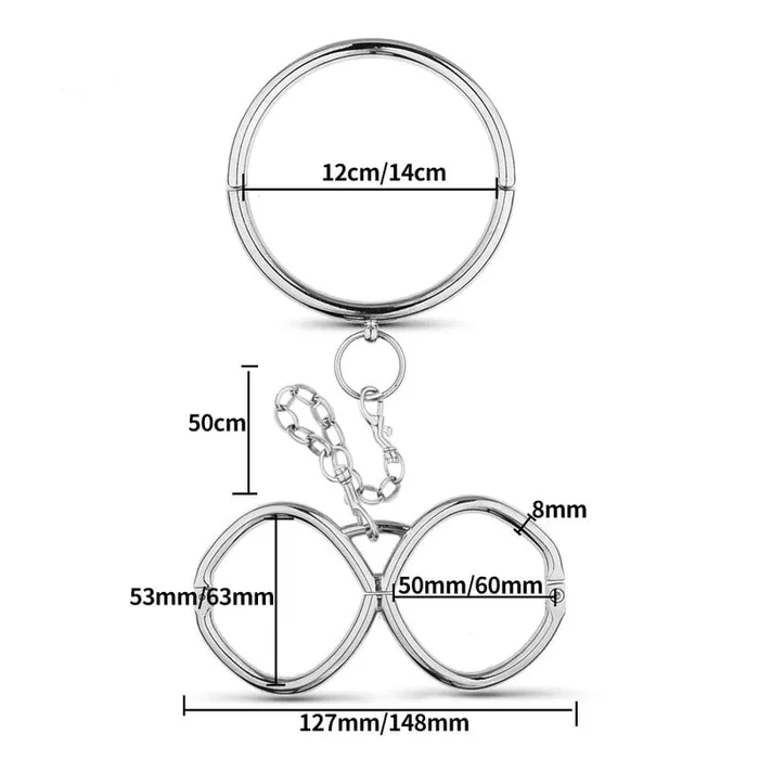 0243M Hex Key Locking Steel Collar Cuffs Secure Metal Bondage System Moonwell Couples