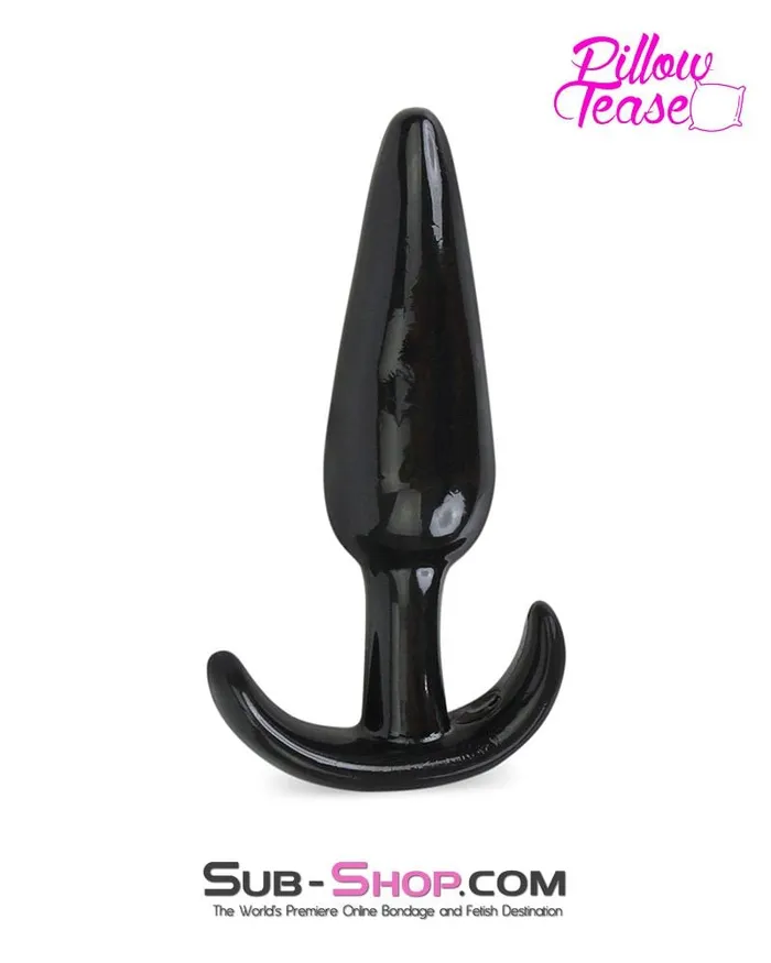 0350E Medium Black Slim Jelly Anal Plug MEGA Deal Eiffel Anal