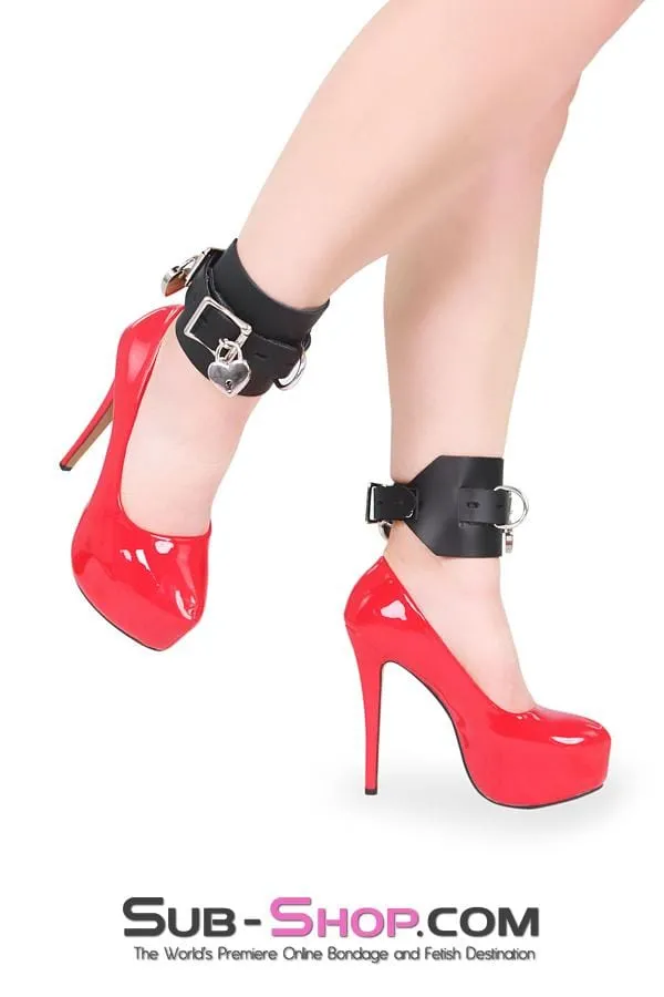 Autumn 0702A Deluxe Locking AnkleElbow Cuffs Black Leather Restraints