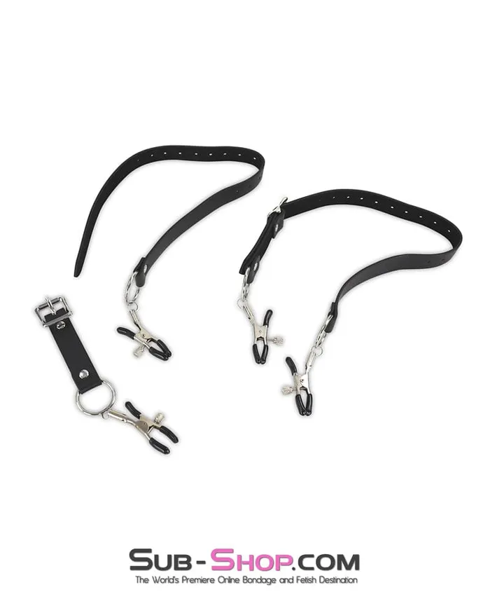 Idea 1762MQ Pussy Spreader Thigh Cuffs with Pussy Clamps Male Sex Toys