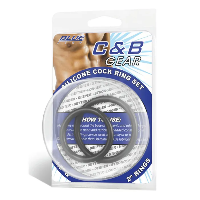 Male Sex Toys Blue Line Men Silicone Cock Ring Set Black