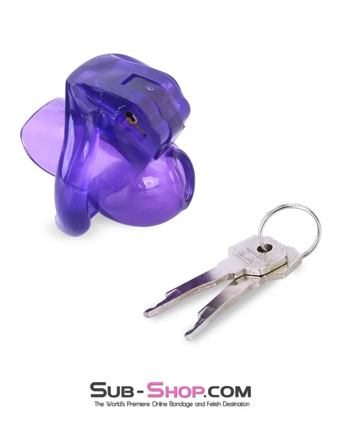 Moonwell Male Sex Toys 5337M Tiny Nub Mini Purple Locking Chastity Cock Cage