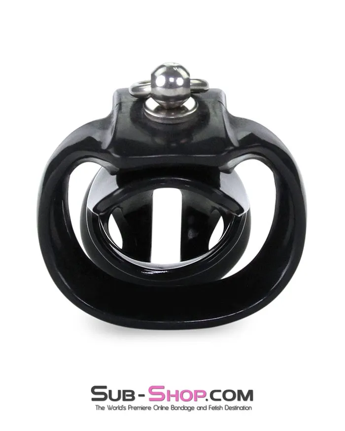 Moonwell Male Sex Toys 6763M Long Black Cock Cage with Lead Ring and Small Cock Cuff Ring